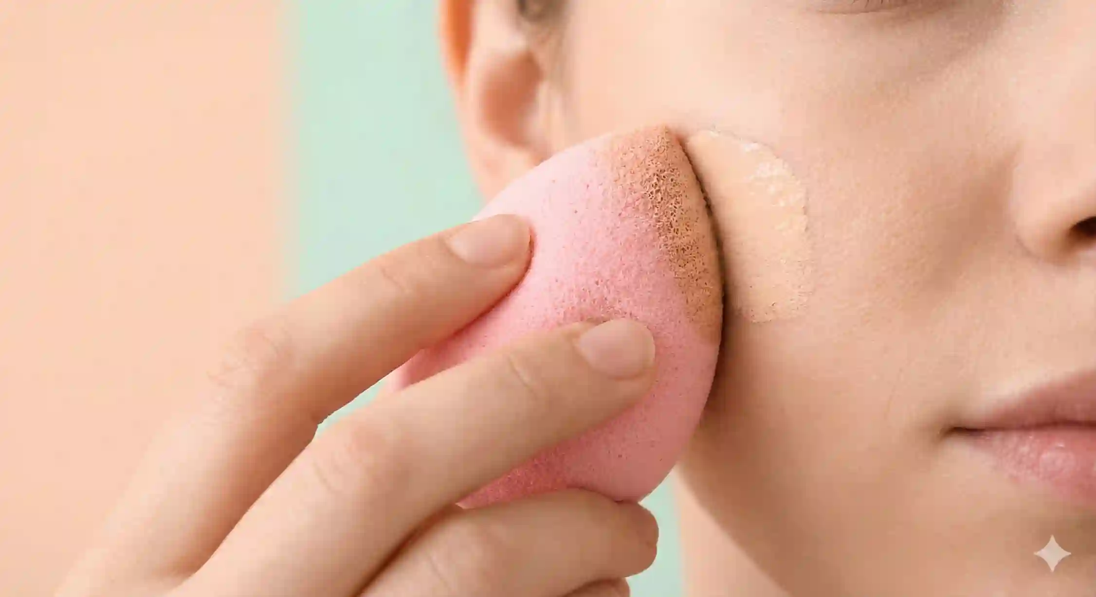 استفاده از بیوتی بلندر نمدار برای پخش کردن کرم پودر و جلوگیری از ماسیدن آرایش.